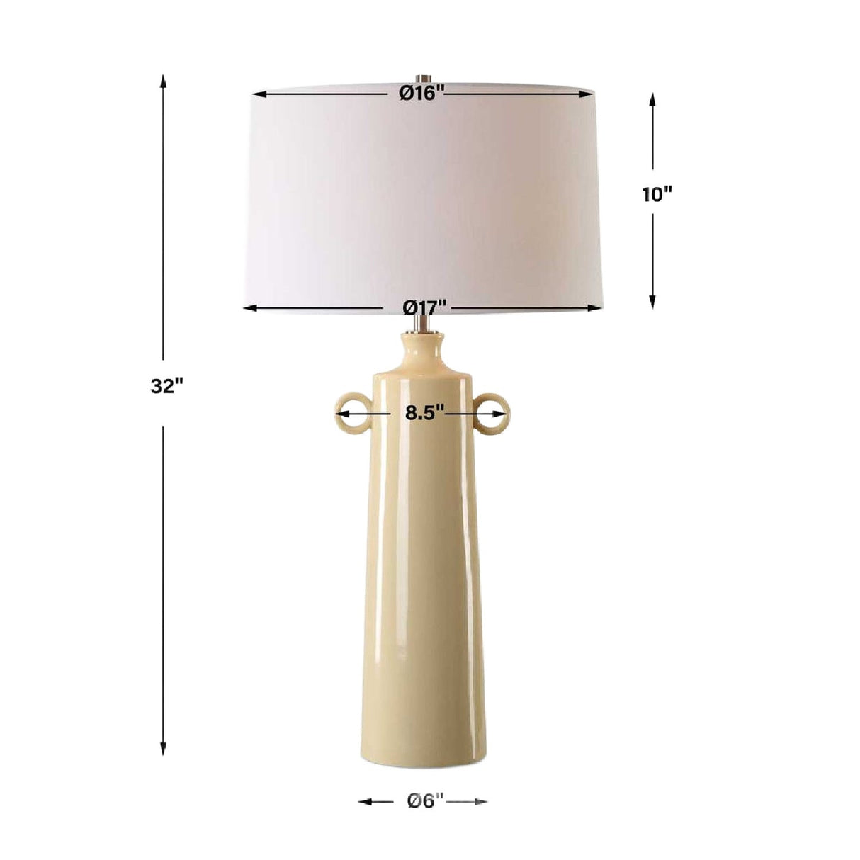 Crackled Yellow Ceramic Table Lamp by Uttermost Florero, alternate view 3