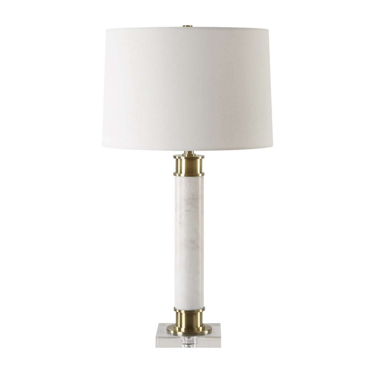 Modern European furniture - White Marble Column Table Lamp by Uttermost Plinth - www.oroa.com