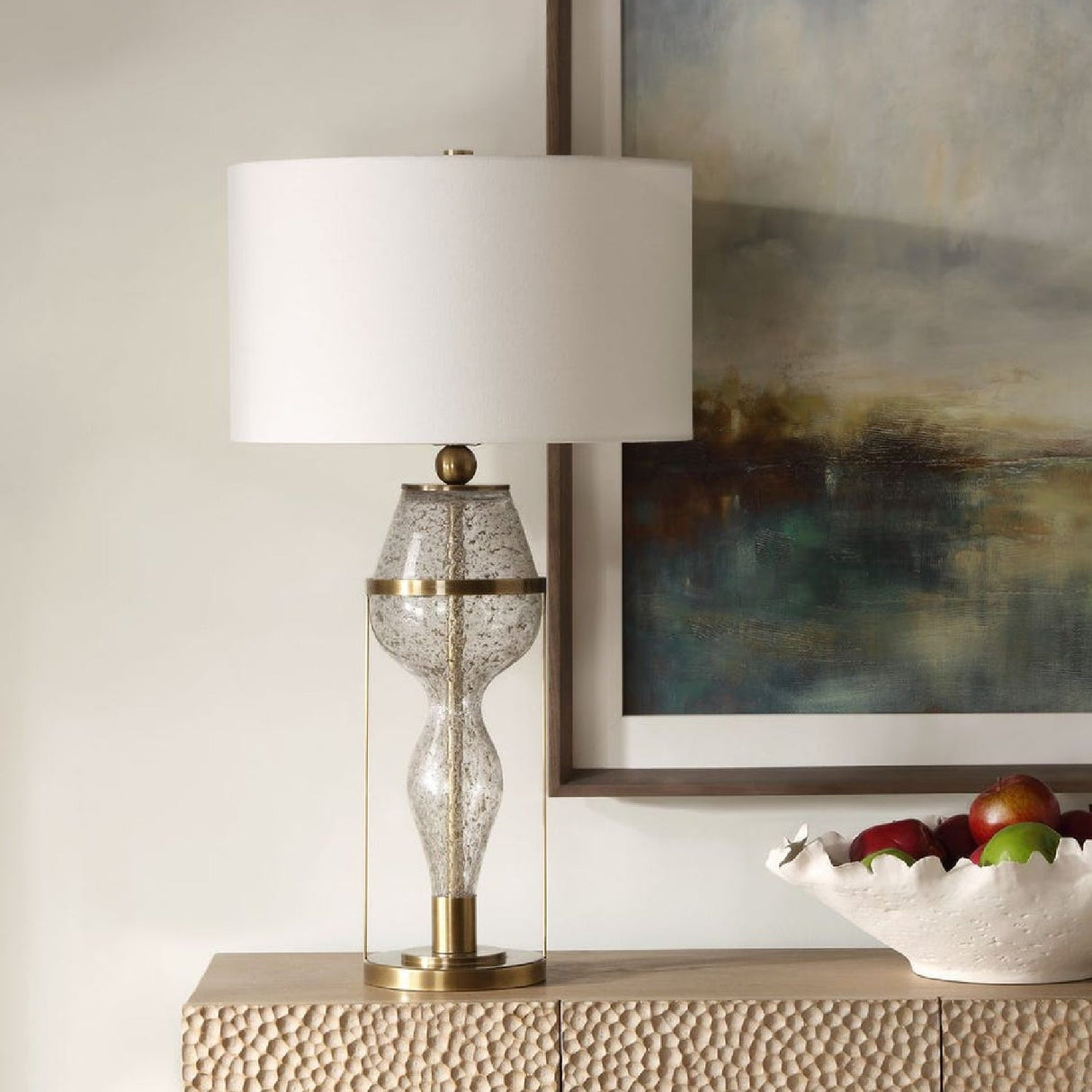 Hourglass Seeded Glass Table Lamp by Uttermost Out Of Time, alternate view 2
