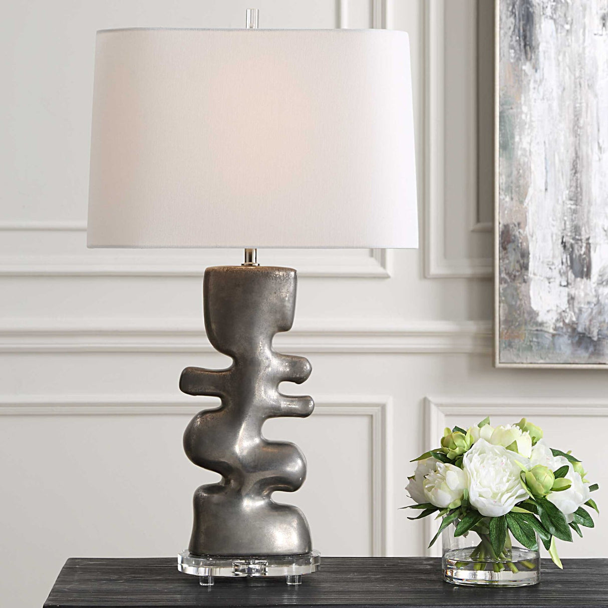 Modern European furniture - Tarnished Nickel Table Lamp by Uttermost Free Flowing - www.oroa.com