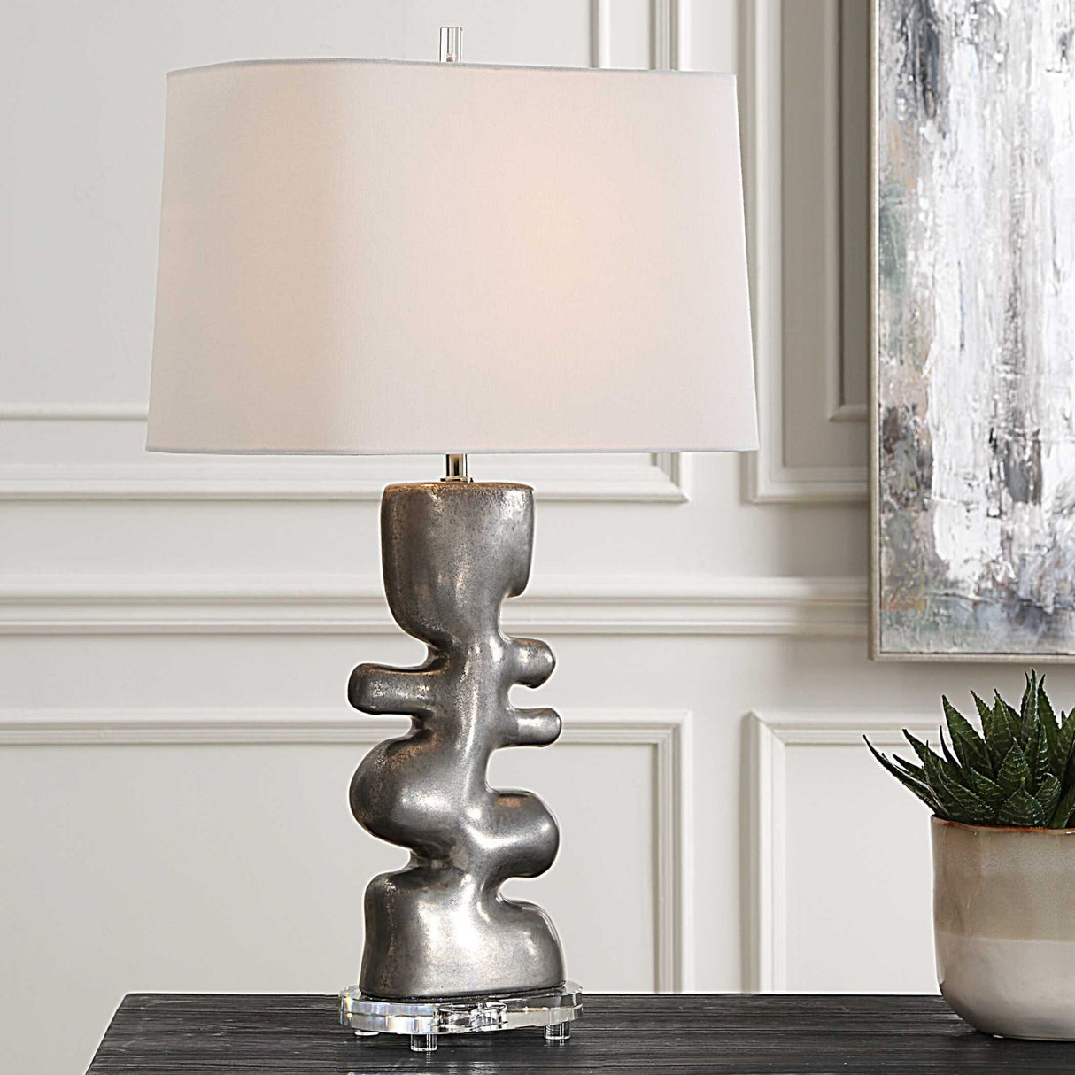 Modern European furniture - Tarnished Nickel Table Lamp by Uttermost Free Flowing - www.oroa.com