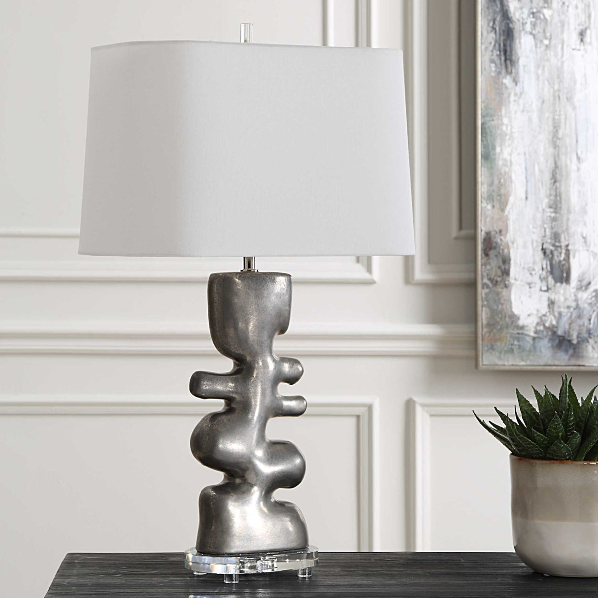 Modern European furniture - Tarnished Nickel Table Lamp by Uttermost Free Flowing - www.oroa.com
