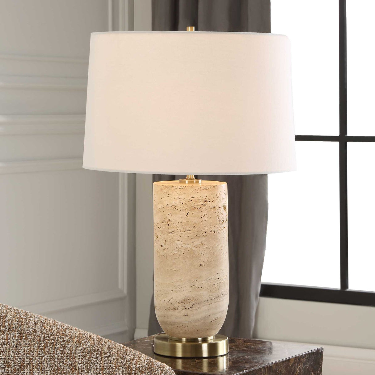 Modern European furniture - Beige Travertine Table Lamp - www.oroa.com