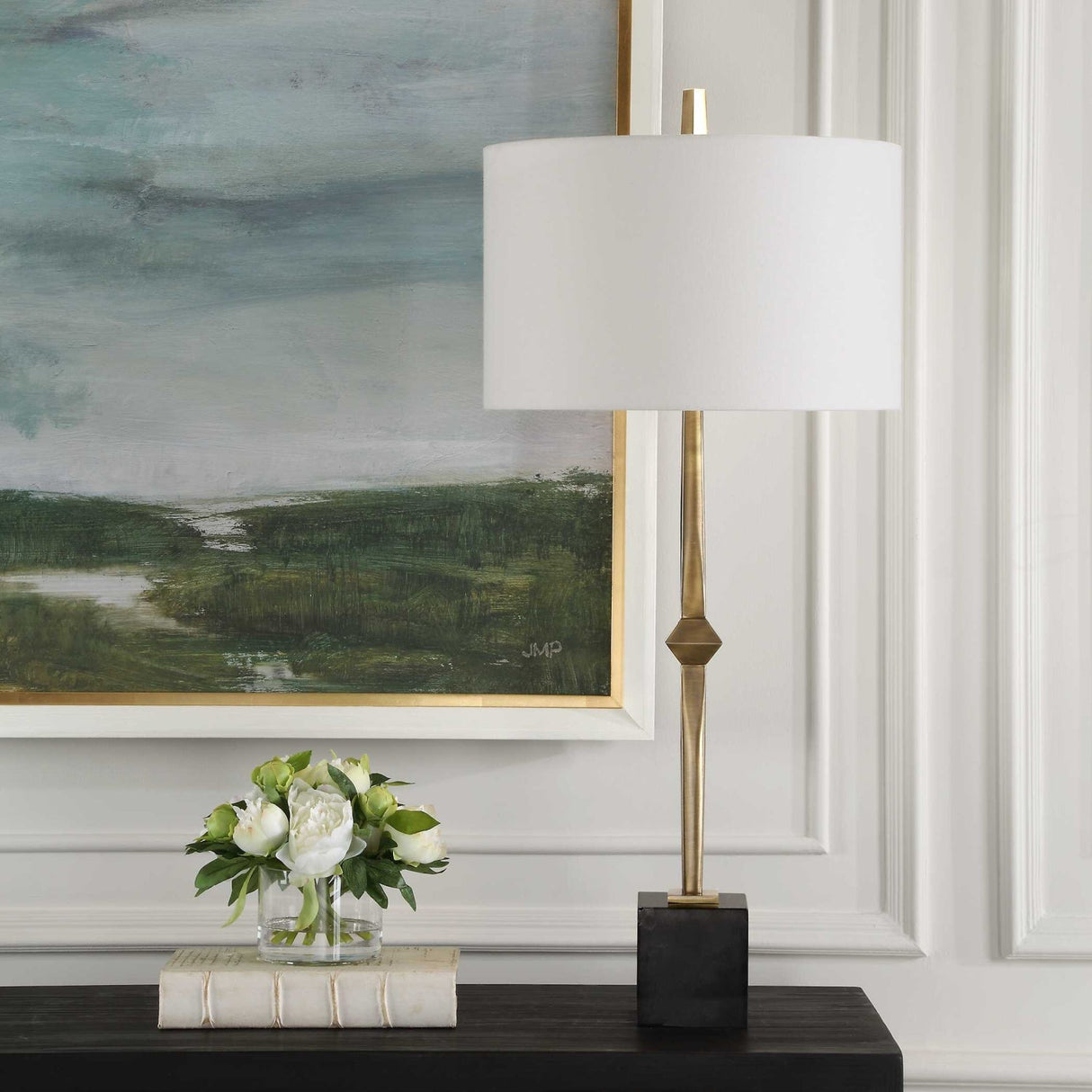 Modern European furniture - Round White Linen Table Lamp - www.oroa.com