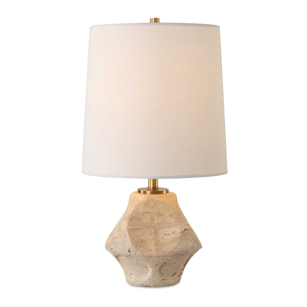Modern European furniture - Carved Travertine Accent Lamp - www.oroa.com
