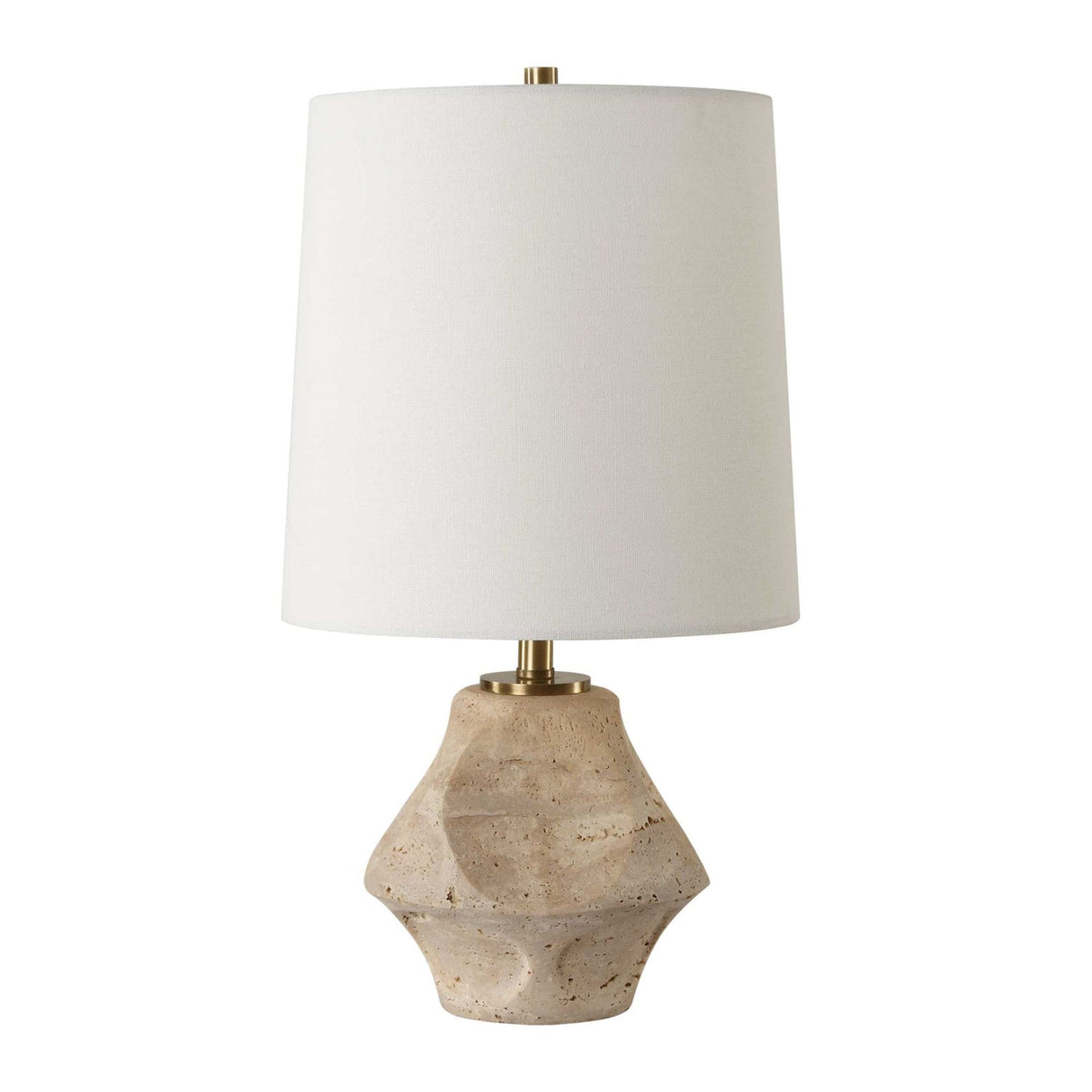 Modern European furniture - Carved Travertine Accent Lamp - www.oroa.com