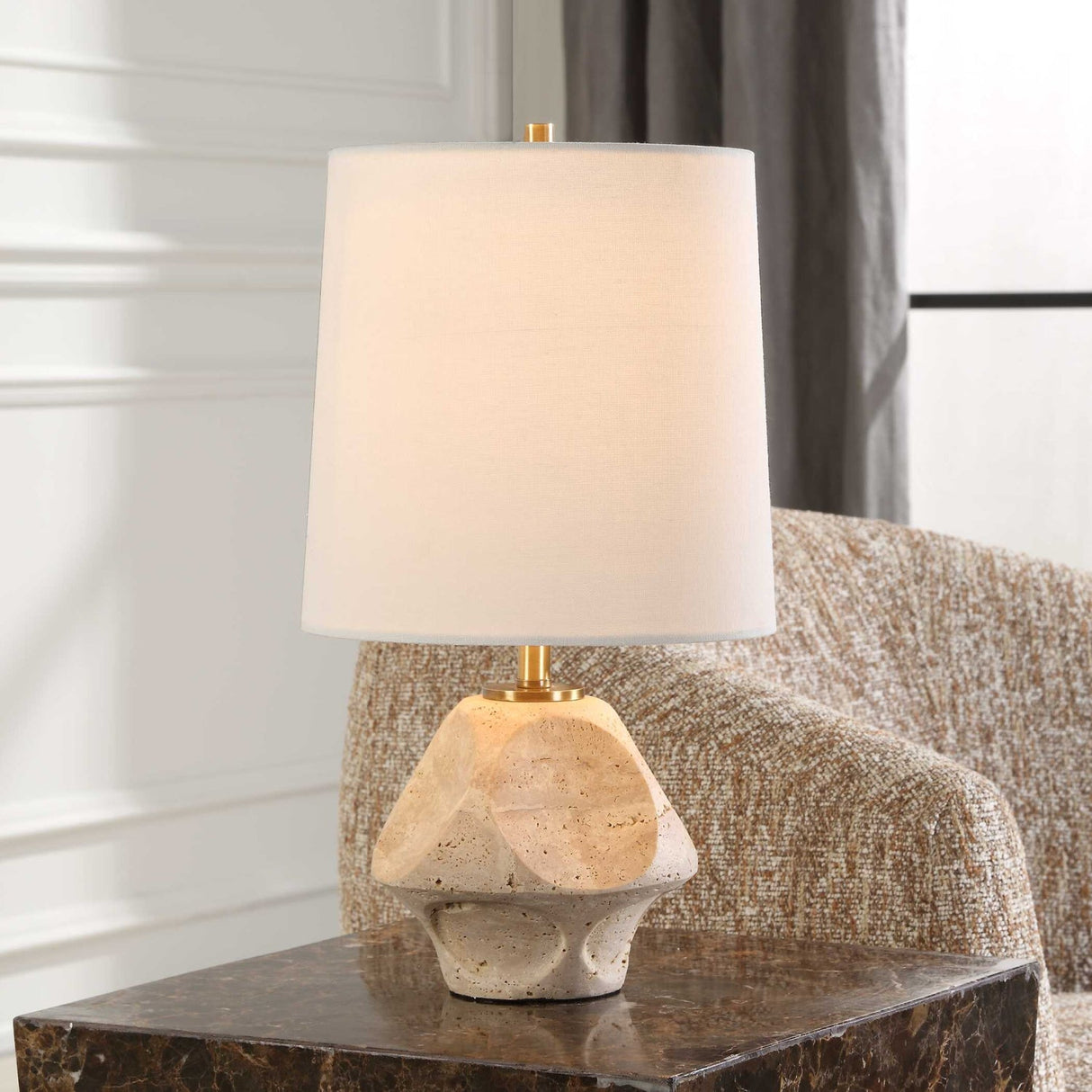 Carved Travertine Accent Lamp – Indent – alternate view 7