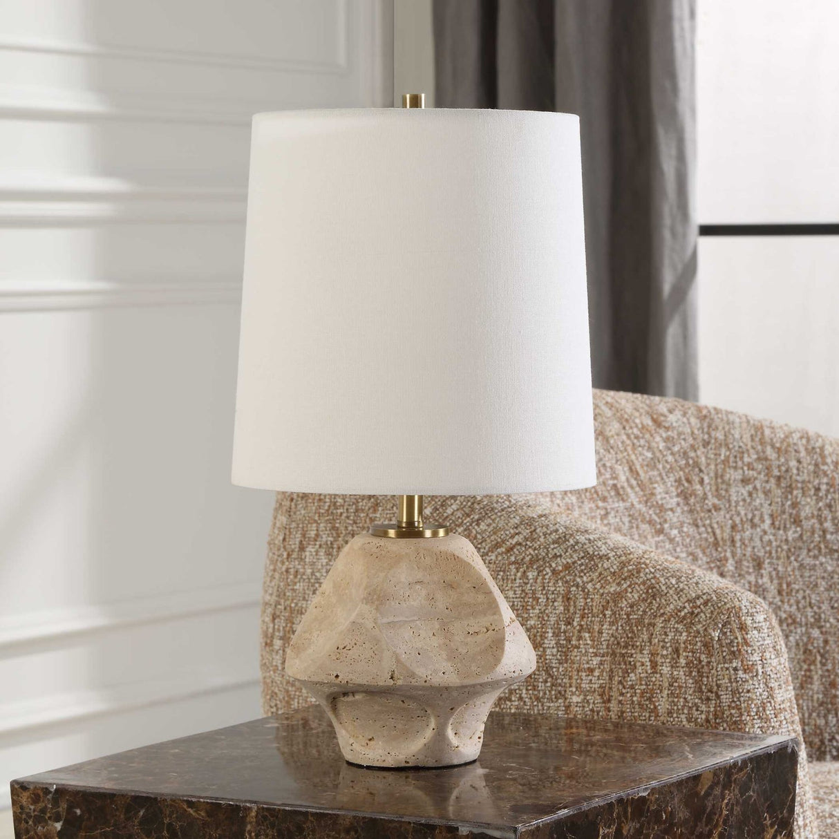 Carved Travertine Accent Lamp – Indent – alternate view 8
