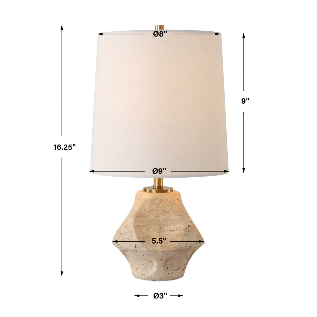 Carved Travertine Accent Lamp – Indent – alternate view 9