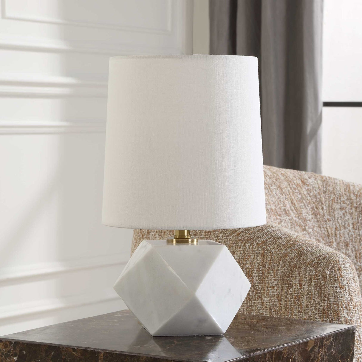 Modern European furniture - Faceted White Marble Table Lamp - www.oroa.com