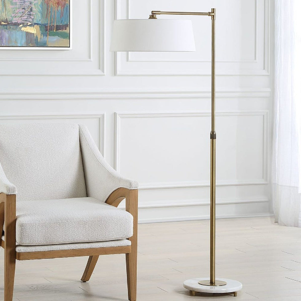Brushed Brass Adjustable Floor Lamp by Uttermost Branch Out, alternate view 2