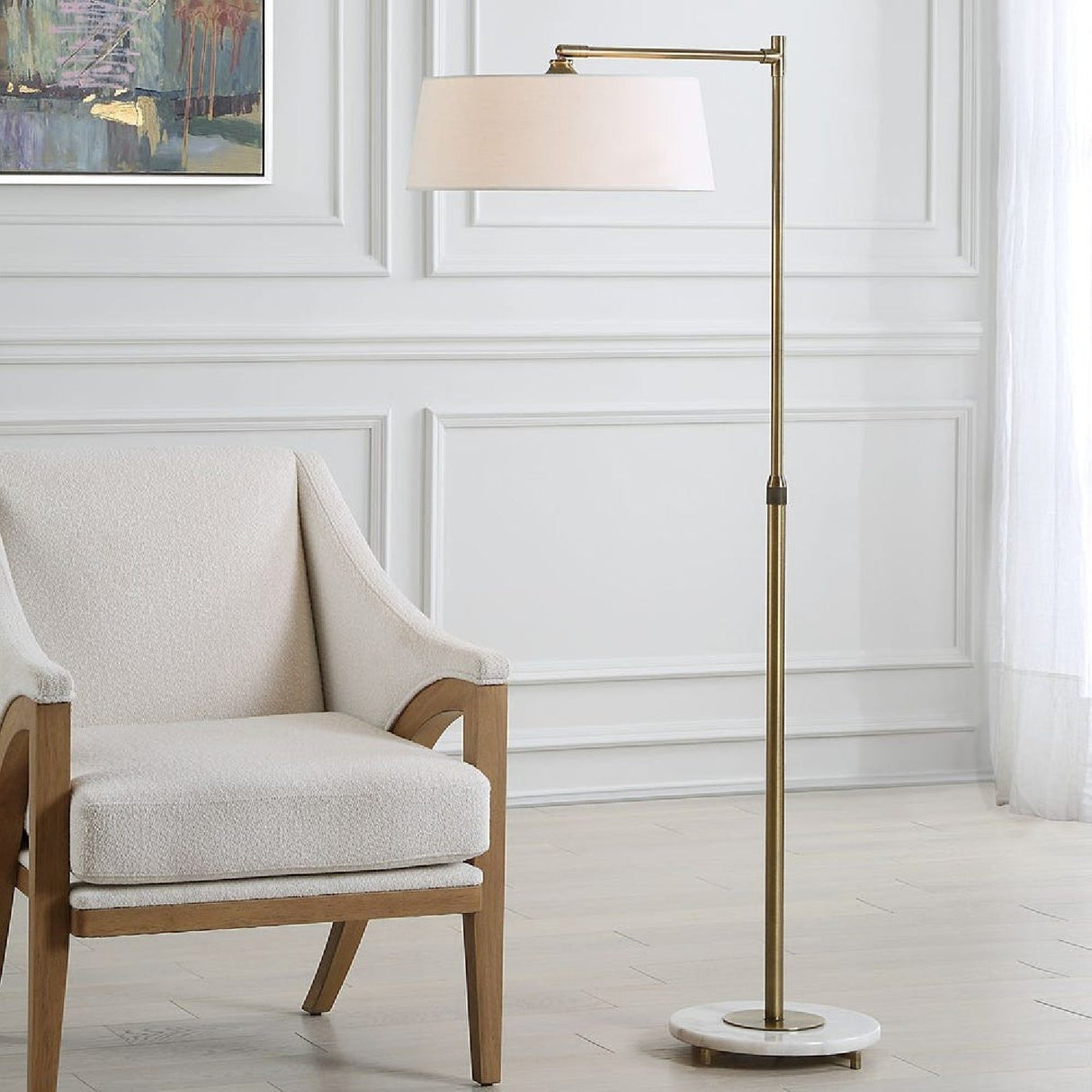 Brushed Brass Adjustable Floor Lamp by Uttermost Branch Out, alternate view 9