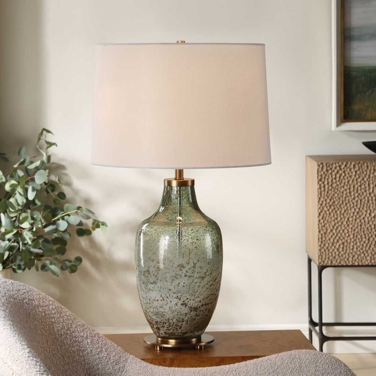 Green Translucent Glass Table Lamp by Uttermost Chianti, alternate view 2