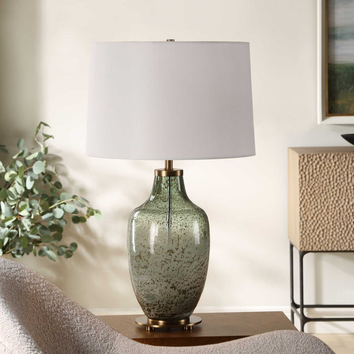 Green Translucent Glass Table Lamp by Uttermost Chianti, alternate view 7