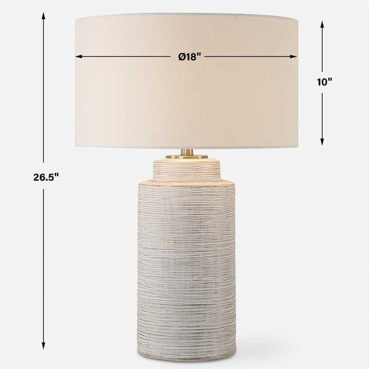 Ribbed White Ceramic Table Lamp by Uttermost Crimp, alternate view 4