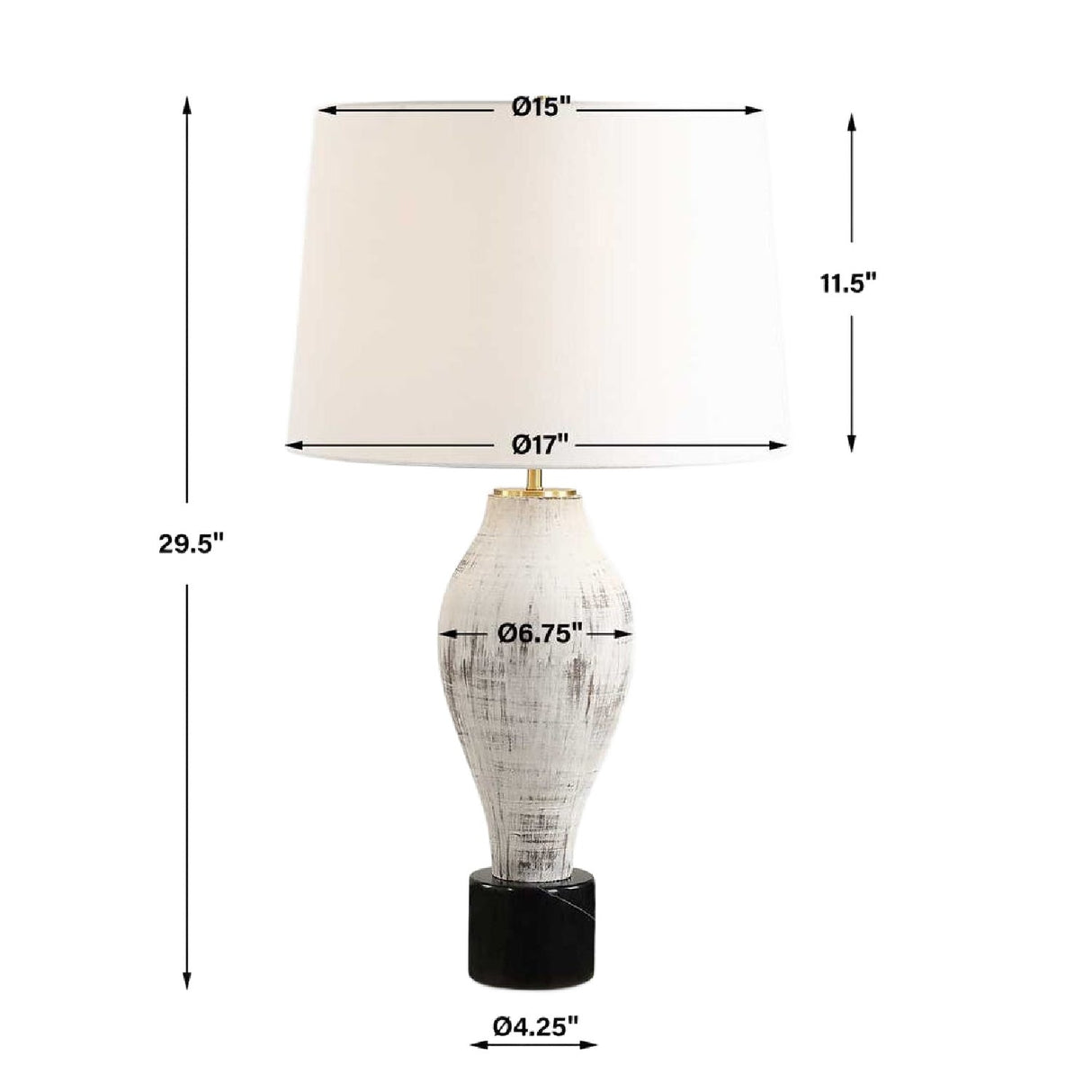 Distressed Porcelain Table Lamp by Uttermost Magdaline, alternate view 3
