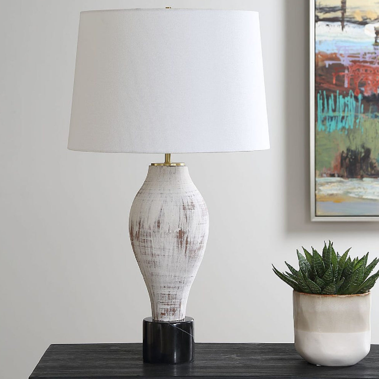 Distressed Porcelain Table Lamp | Uttermost Magdaline
