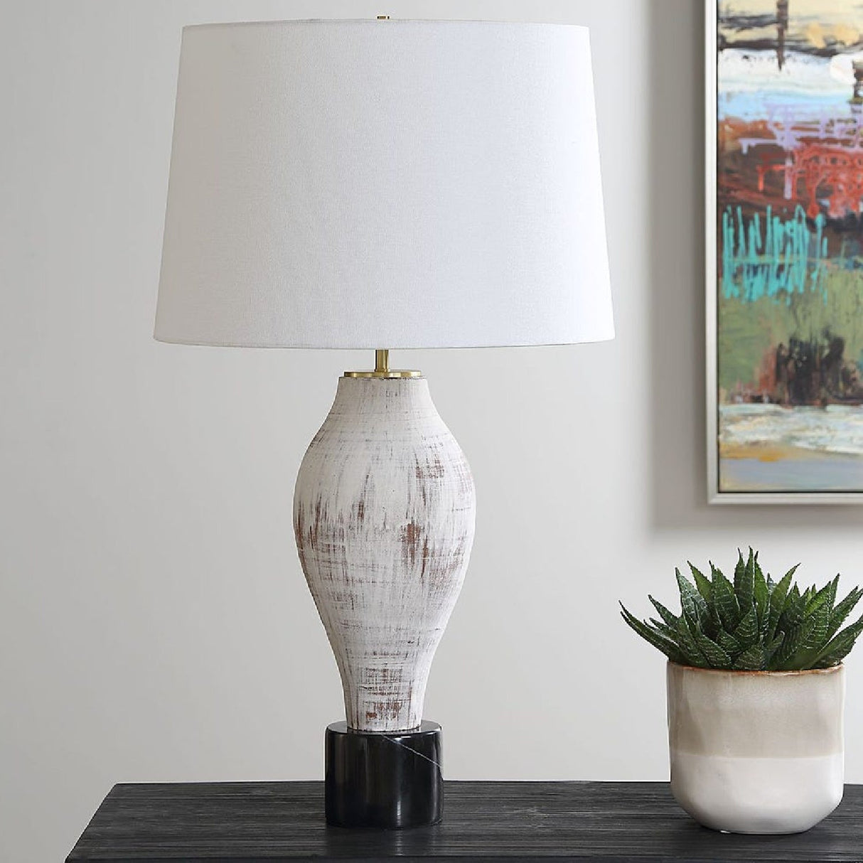 Distressed Porcelain Table Lamp by Uttermost Magdaline, alternate view 2