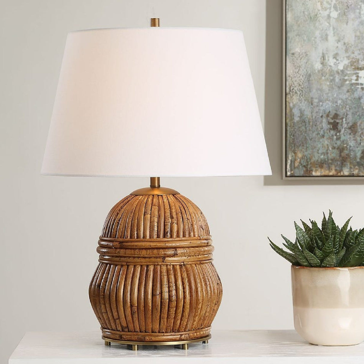 Modern European furniture - Aged Rattan Table Lamp by Uttermost Reed - www.oroa.com