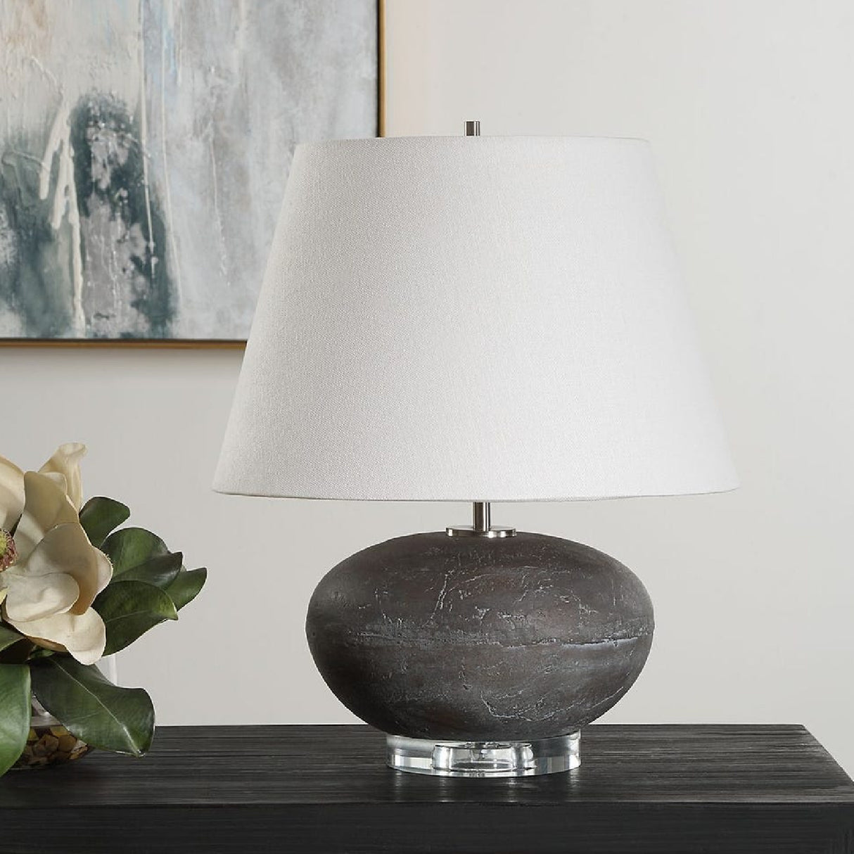 Distressed Black Ceramic Table Lamp | Oroa.com