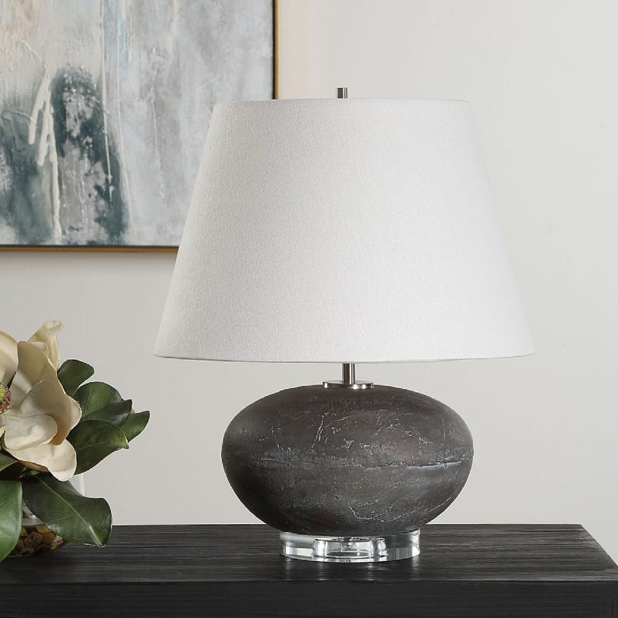 Modern European furniture - Distressed Black Ceramic Table Lamp by Uttermost Beckley - www.oroa.com