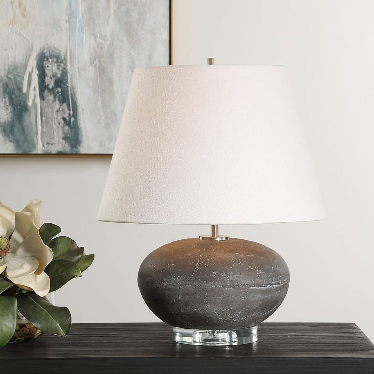 Modern European furniture - Distressed Black Ceramic Table Lamp by Uttermost Beckley - www.oroa.com