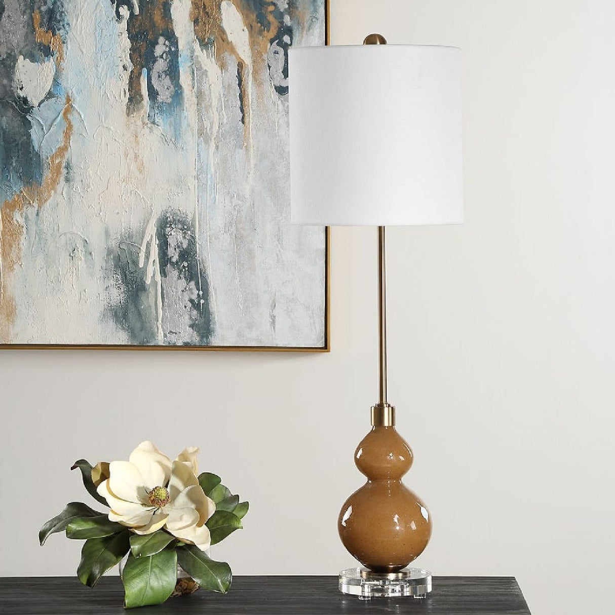 Brown Seeded Glass Buffet Lamp by Uttermost Sienna, alternate view 2