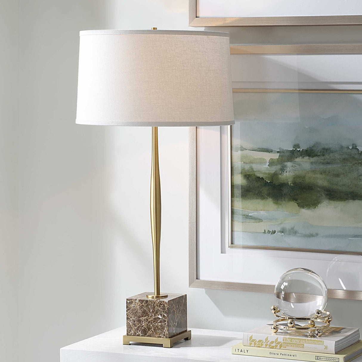 Brass Spindle Base Table Lamp by Uttermost Booker, alternate view 2