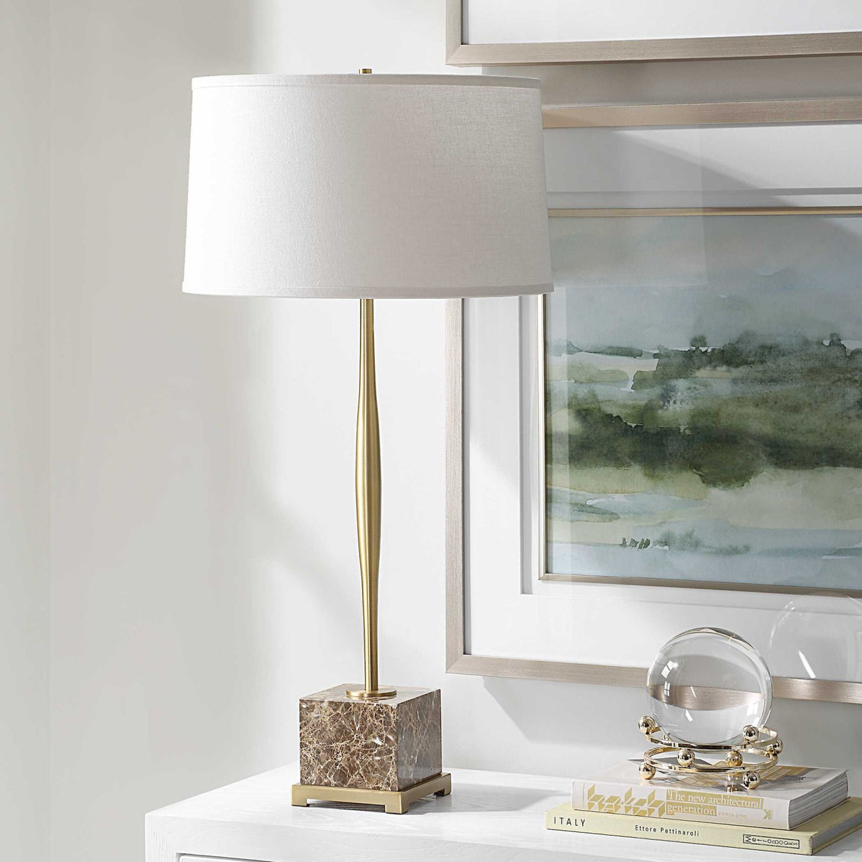 Brass Spindle Base Table Lamp by Uttermost Booker, alternate view 6