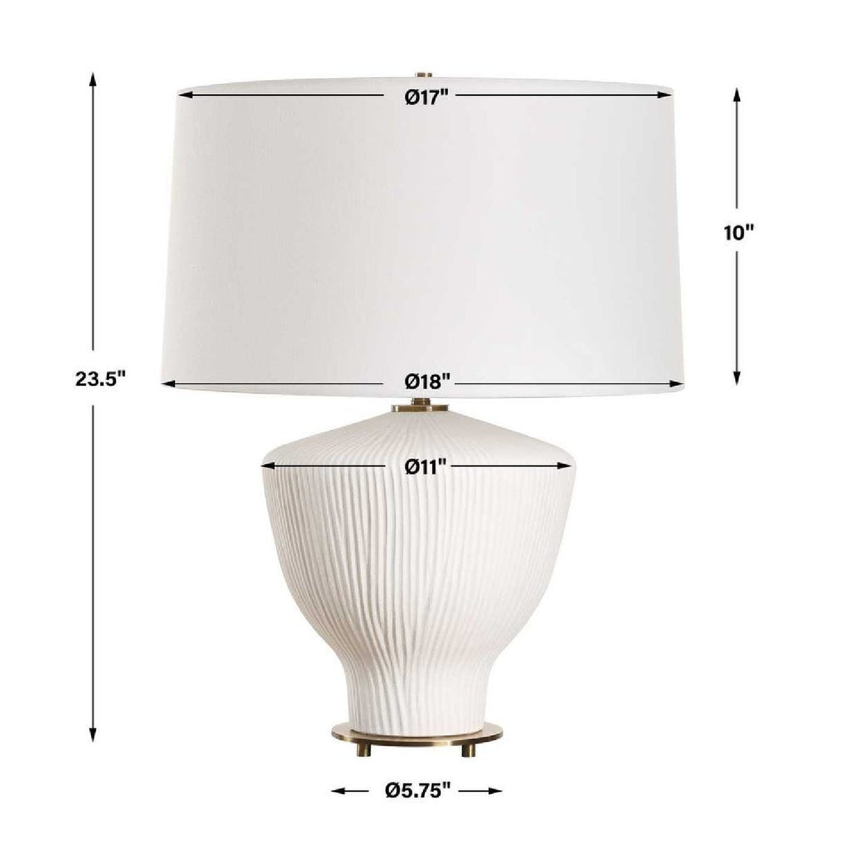 Modern European furniture - White Ribbed Ceramic Table Lamp by Uttermost Maisie - www.oroa.com
