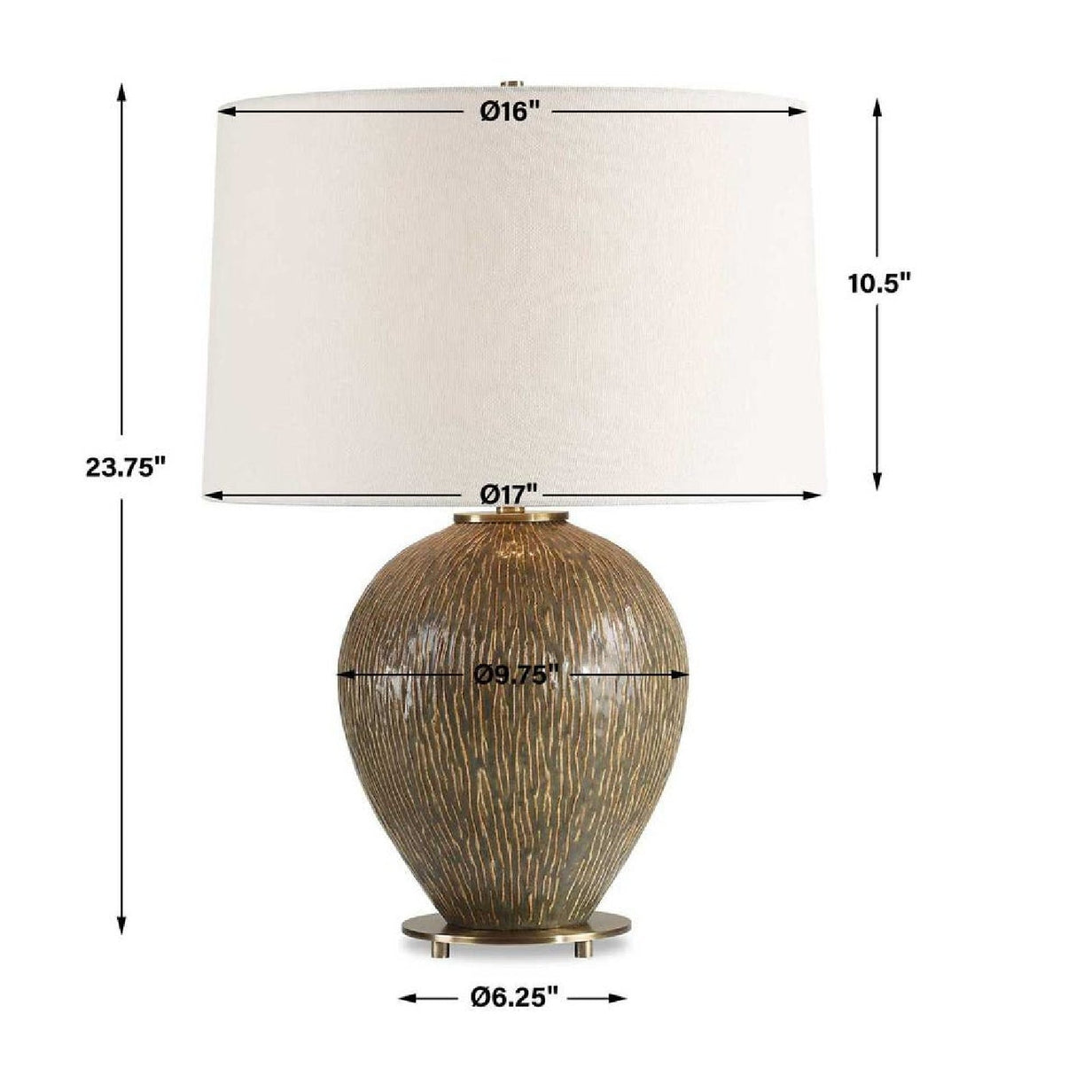 Distressed Brown Ceramic Table Lamp by Uttermost Rya, alternate view 3