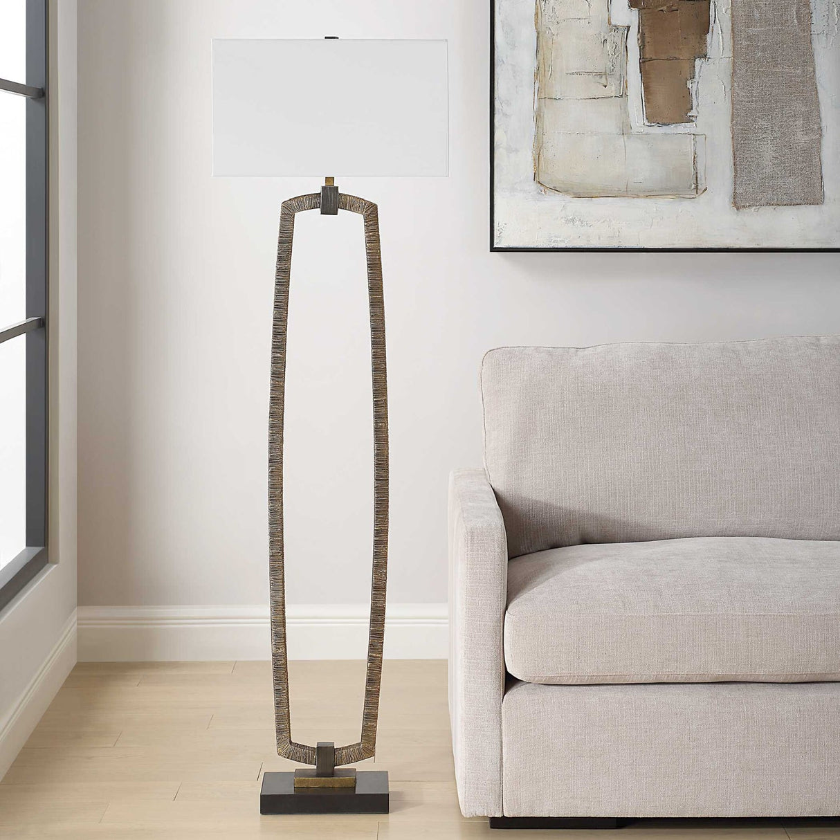 Modern European furniture - Carved Antique Gold Floor Lamp - www.oroa.com
