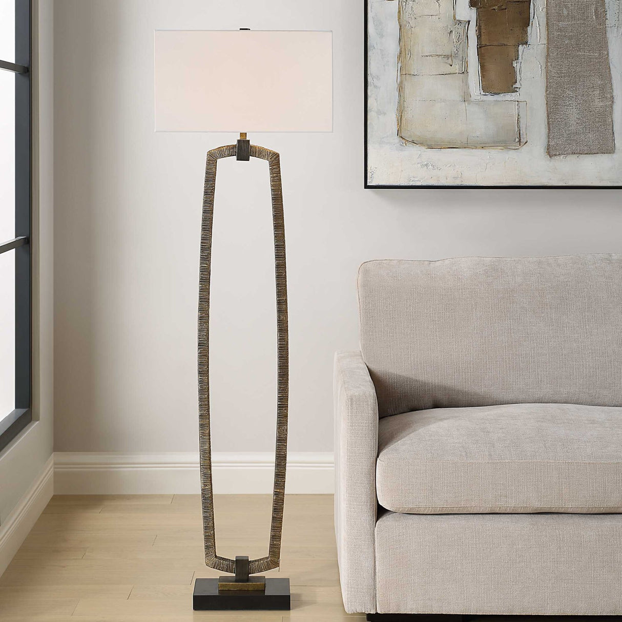 Modern European furniture - Carved Antique Gold Floor Lamp - www.oroa.com