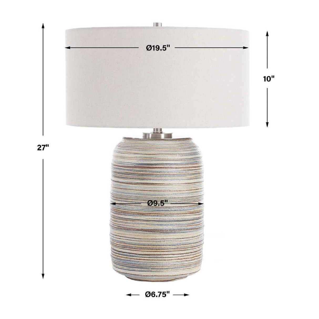 Earth-Toned Stripe Ceramic Table Lamp L by Uttermost Prospect, alternate view 4
