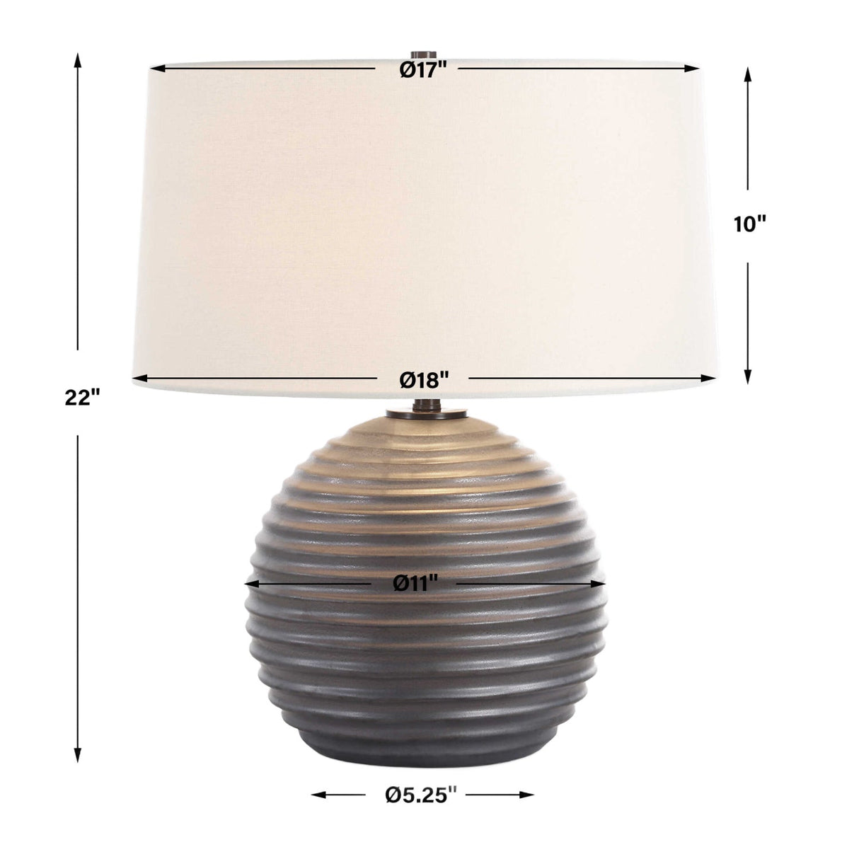 Bronze Ribbed Ceramic Table Lamp by Uttermost Chelsom, alternate view 7