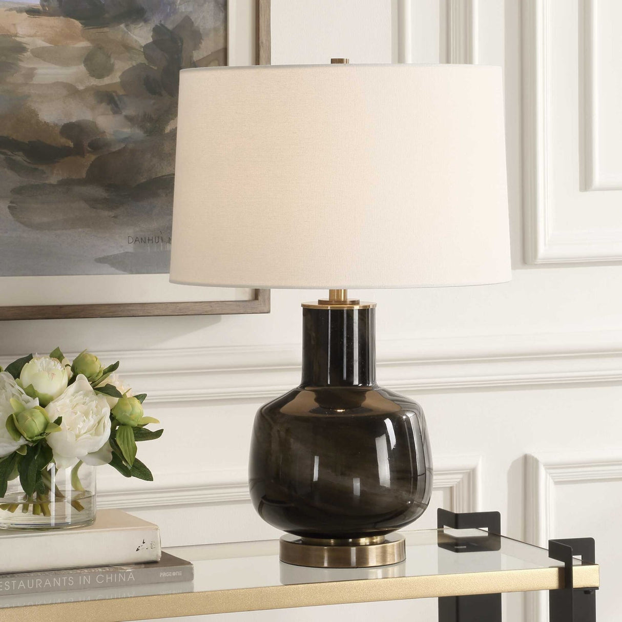 Modern European furniture - Smoky Black Glass Table Lamp by Uttermost Buchanan - www.oroa.com