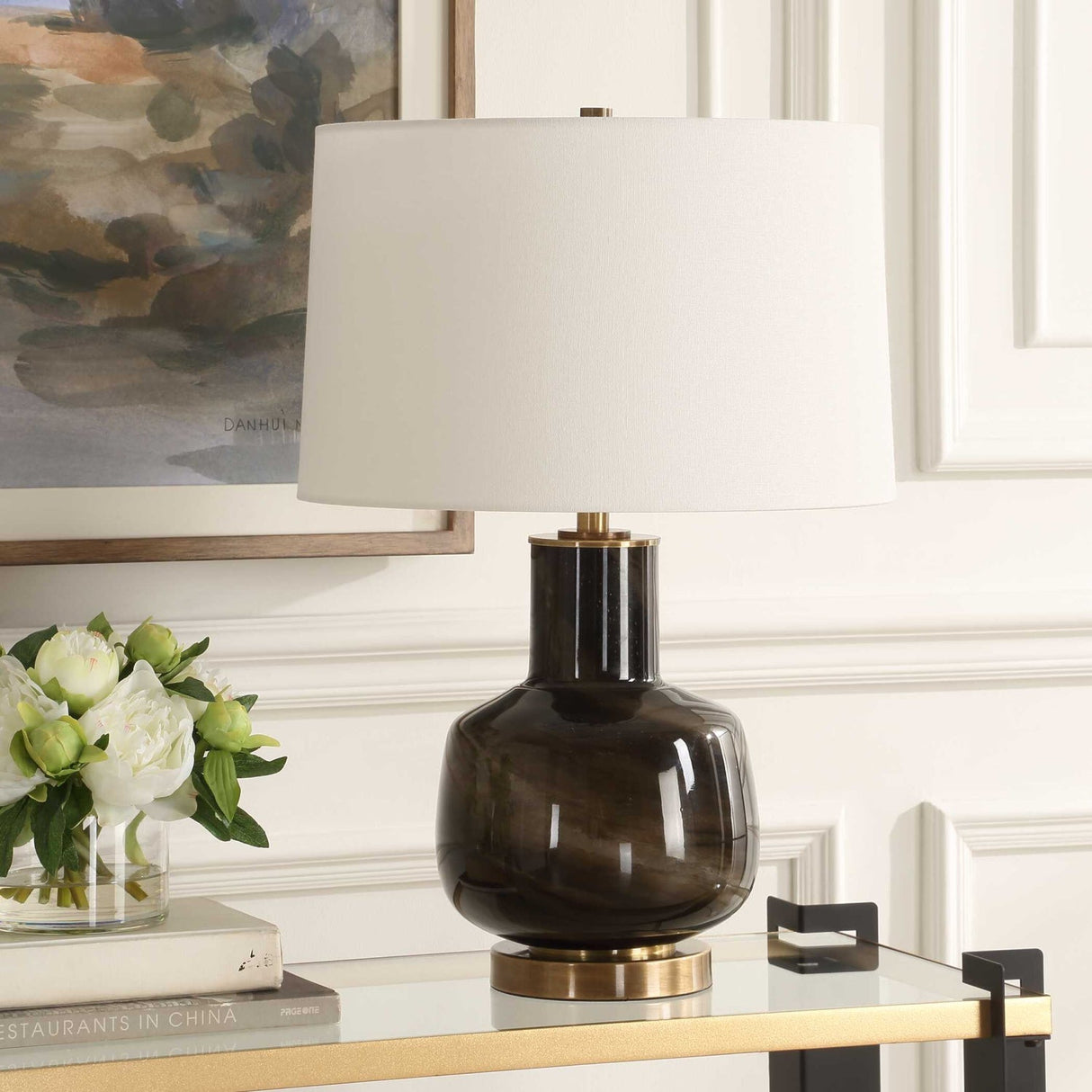 Modern European furniture - Smoky Black Glass Table Lamp by Uttermost Buchanan - www.oroa.com