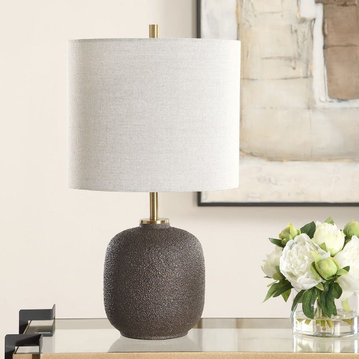 Textured Black Ceramic Buffet Lamp by Uttermost Blacktop, alternate view 6