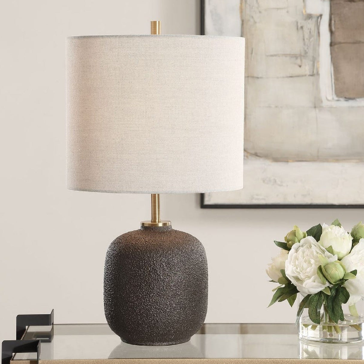 Textured Black Ceramic Buffet Lamp by Uttermost Blacktop, alternate view 2
