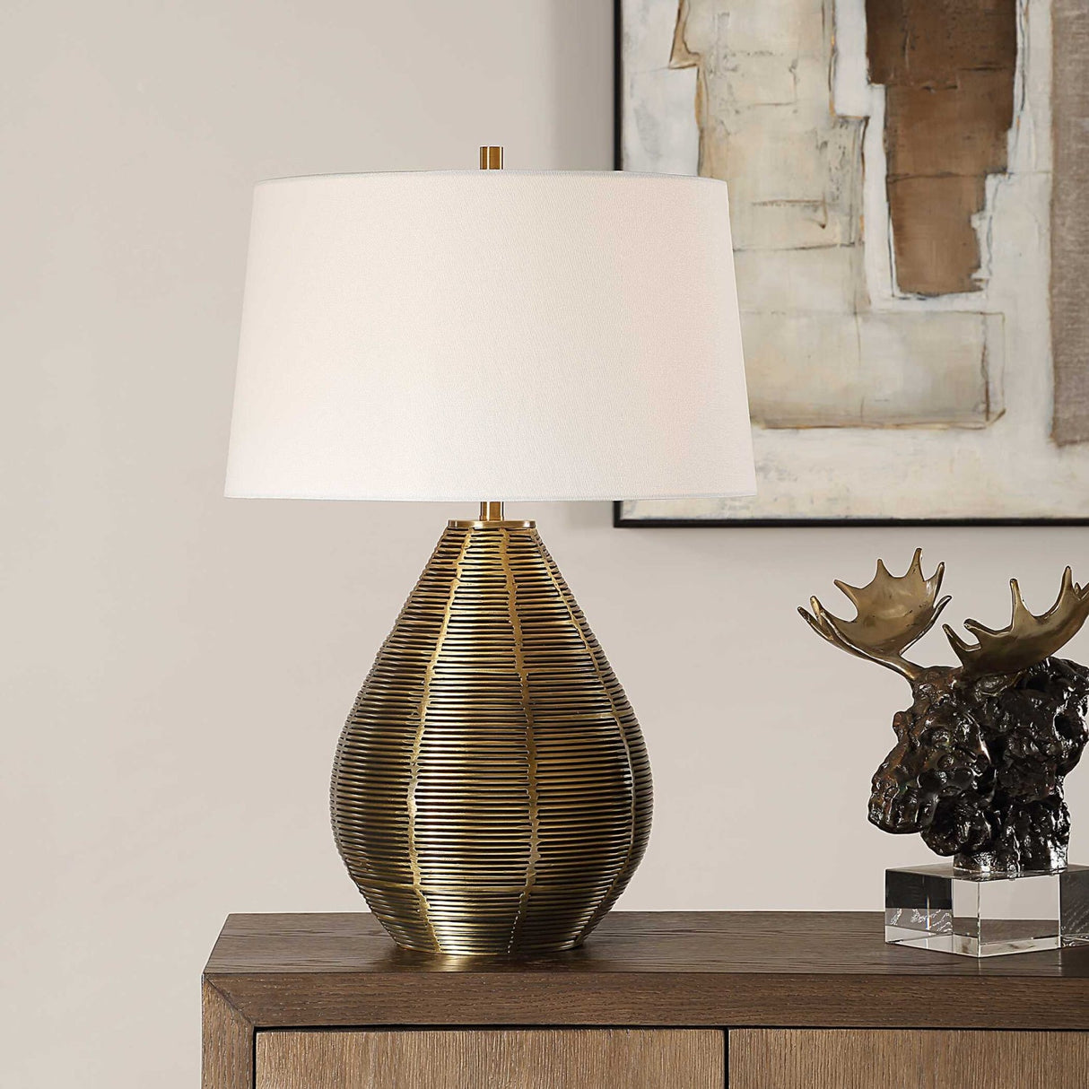 Modern European furniture - Brass Plated Table Lamp by Uttermost Knowles - www.oroa.com