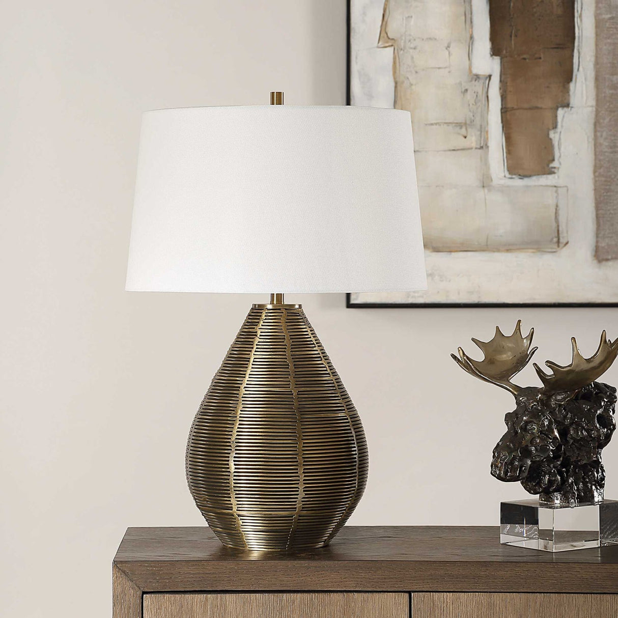 Modern European furniture - Brass Plated Table Lamp by Uttermost Knowles - www.oroa.com