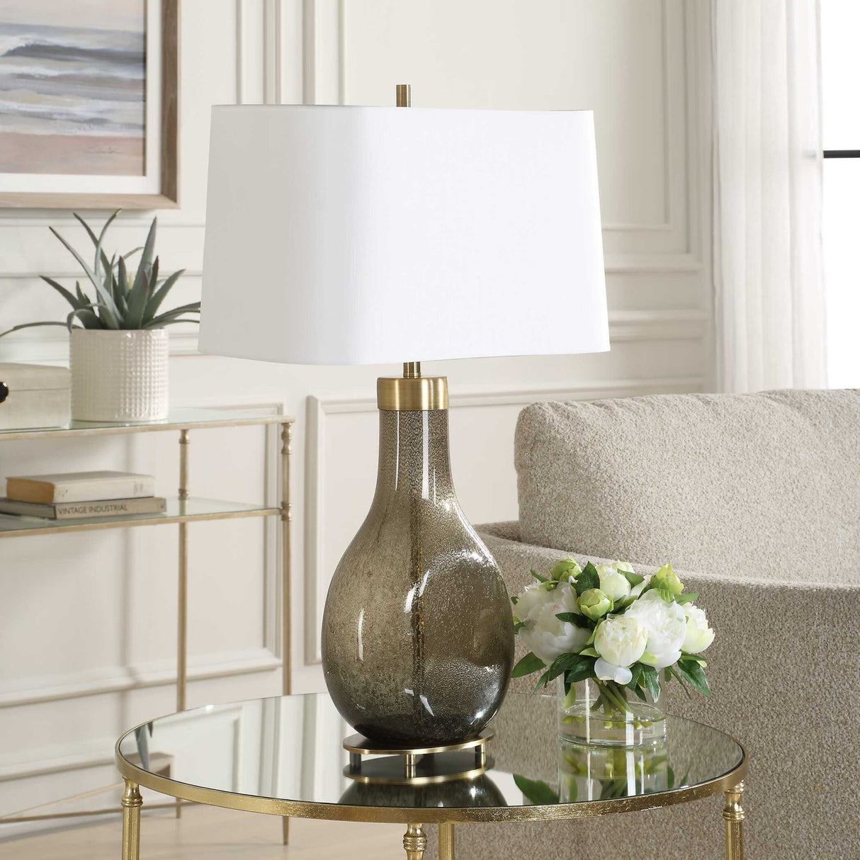 Modern European furniture - Seeded Teardrop Glass Table Lamp by Uttermost Shyla - www.oroa.com