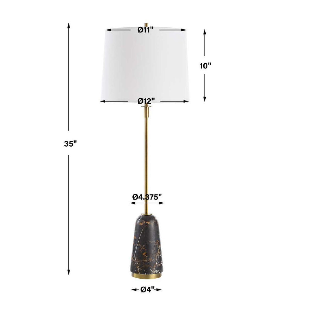 Black Marble Base Buffet Lamp by Uttermost Jenson, alternate view 7
