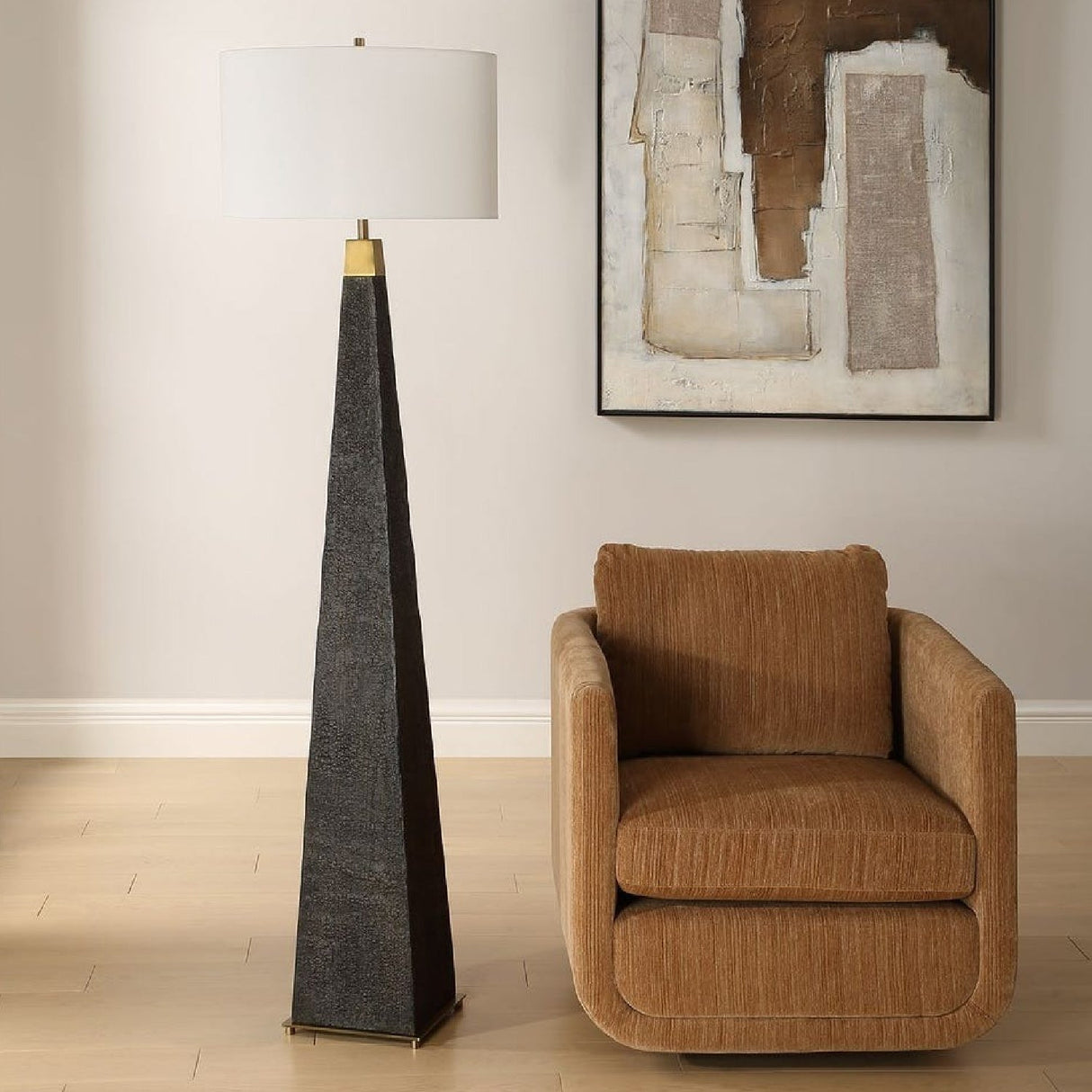 Tapered Burned Wood-Look Floor Lamp by Uttermost Lathey, alternate view 2