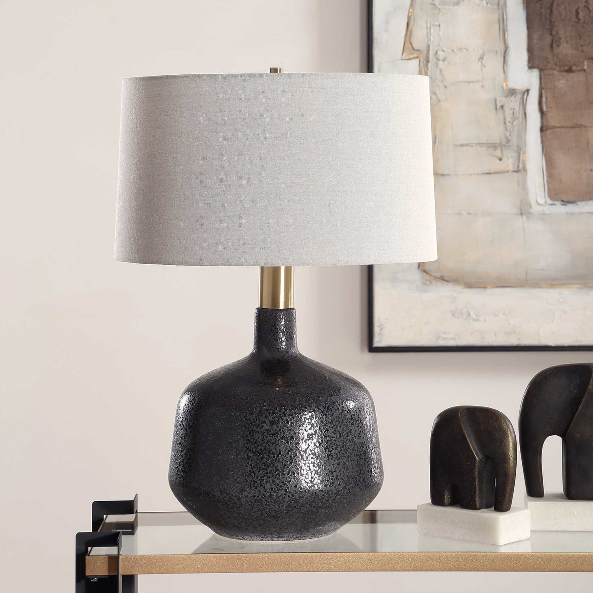 Mottled Black Ceramic Table Lamp by Uttermost Flanagan, alternate view 5