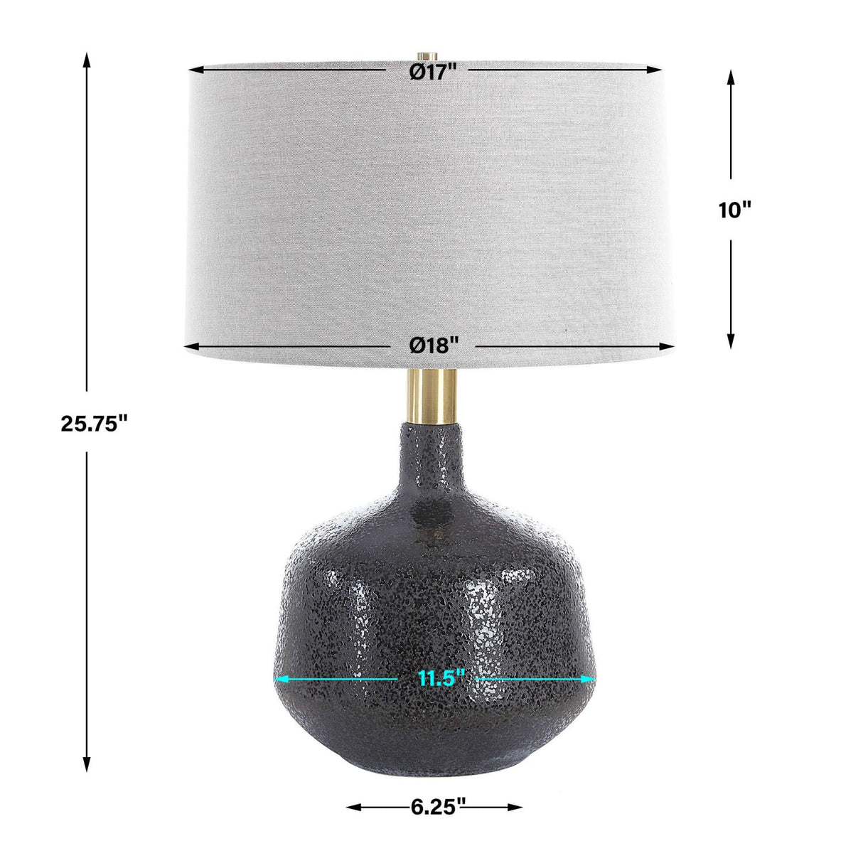 Mottled Black Ceramic Table Lamp by Uttermost Flanagan, alternate view 6