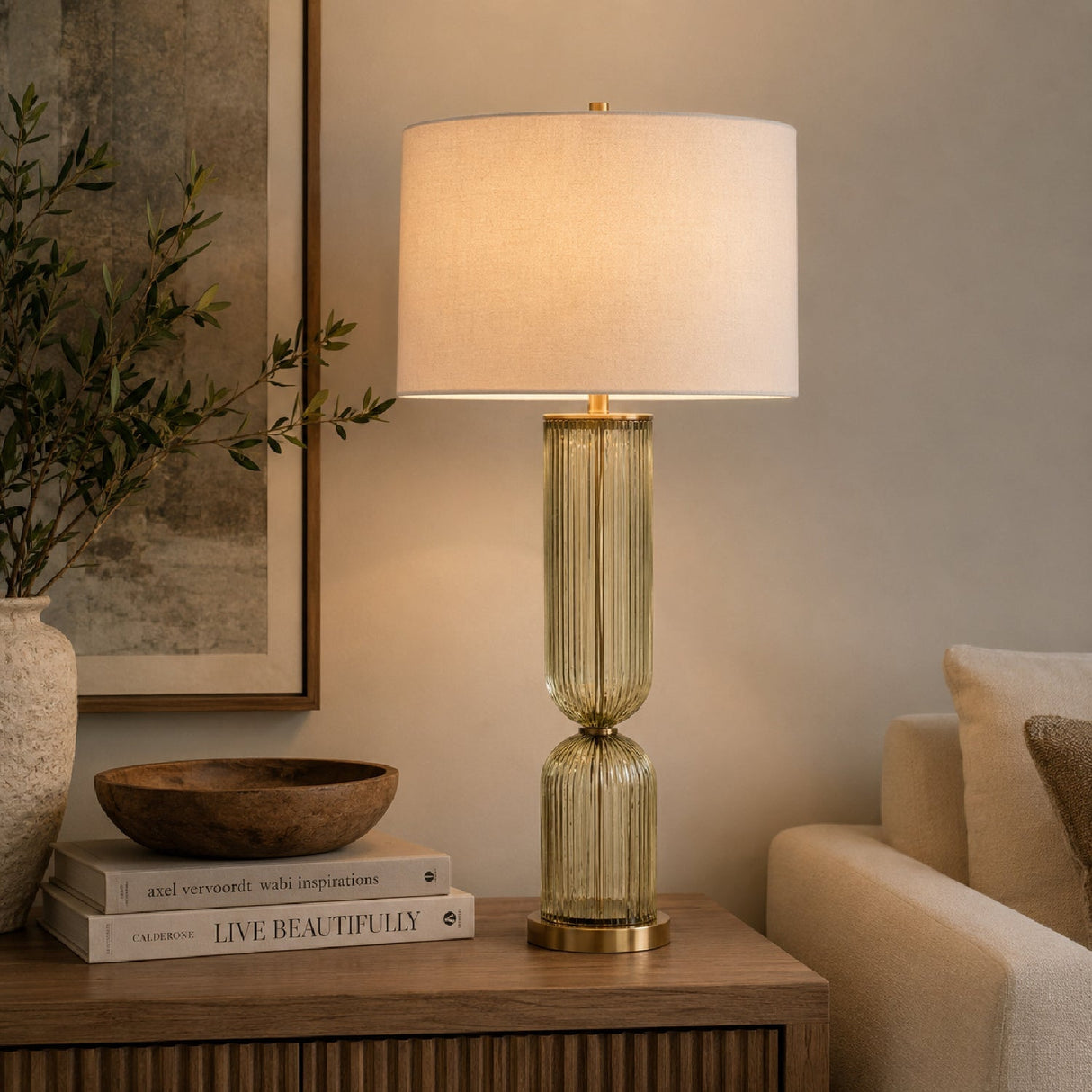 Transparent Green Glass Table Lamp by Uttermost Mirah, alternate view 2