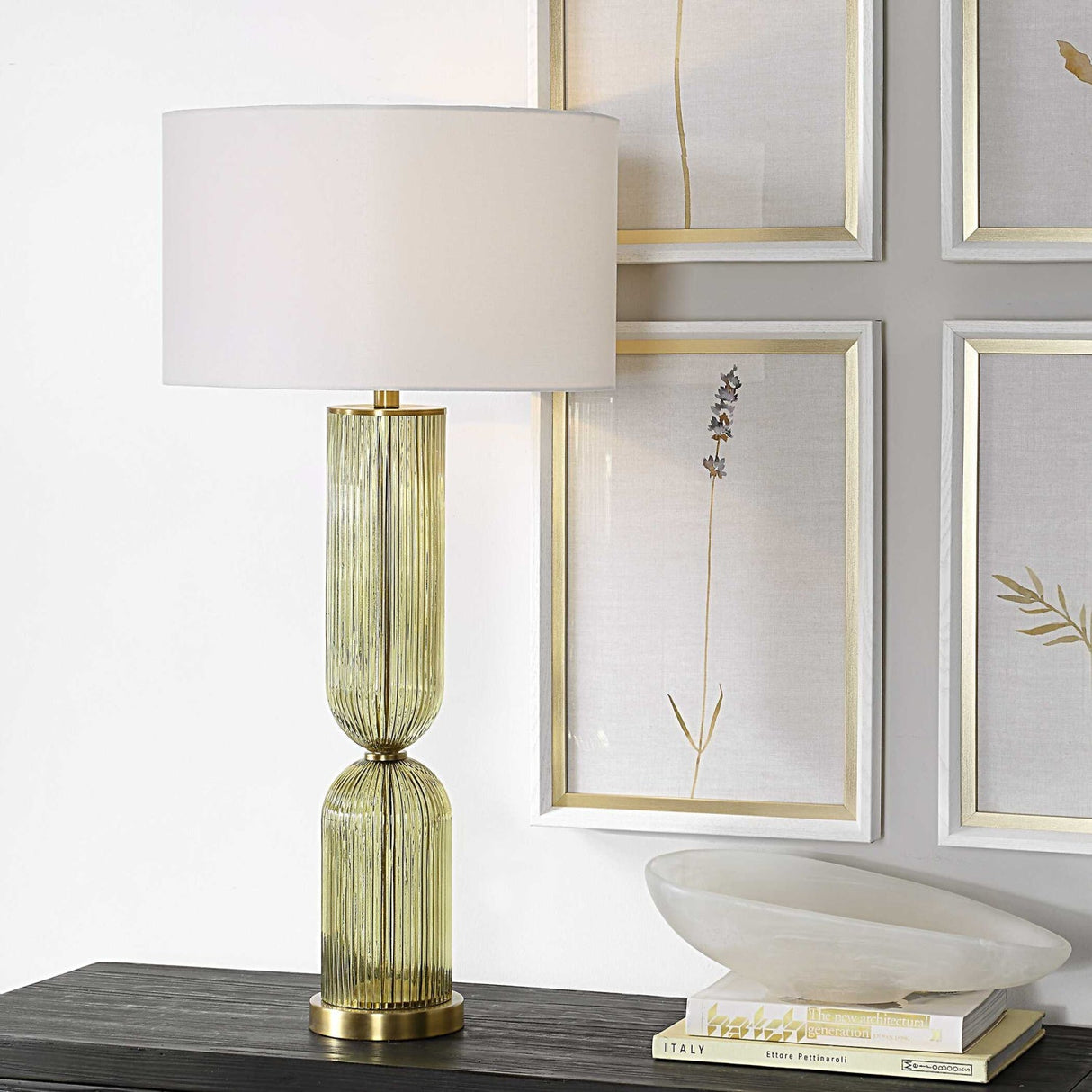 Transparent Green Glass Table Lamp by Uttermost Mirah, alternate view 7