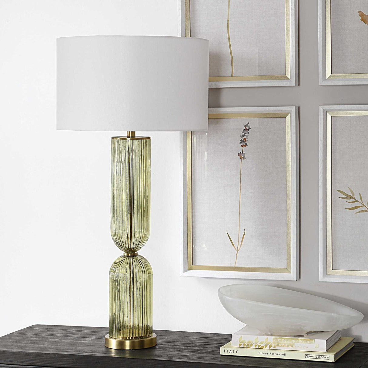 Transparent Green Glass Table Lamp by Uttermost Mirah, alternate view 8