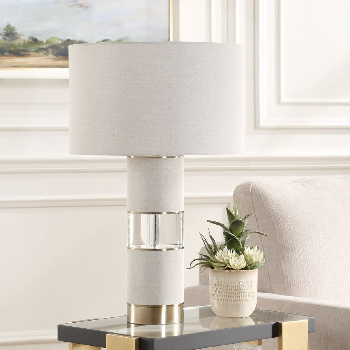 Linen & Crystal Table Lamp by Uttermost Maliyah, alternate view 2